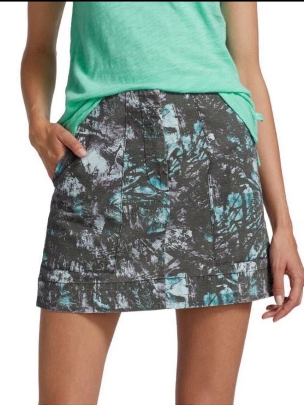 ATM Anthony Thomas Melillo Gray & Teal Abstract Mini Skirt- Tactical Camp